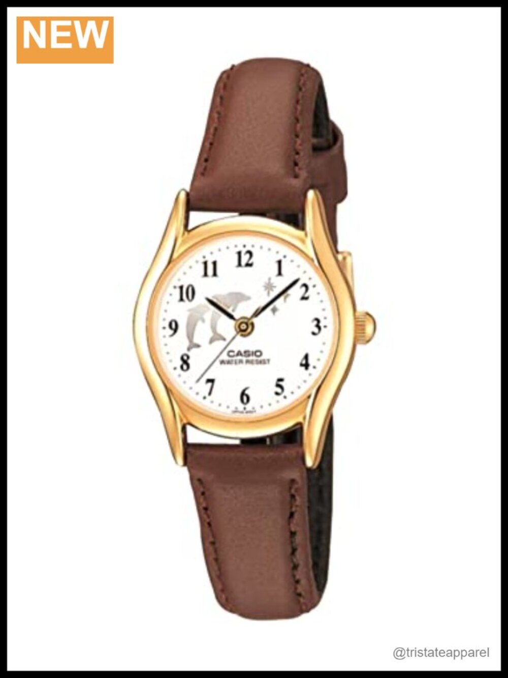 Casio Women's Brown Leather Analog Watch Round Water Resistant